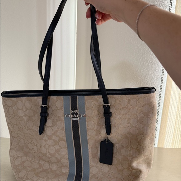 Coach Beige and Blue Tote Bag - Picture 4 of 5